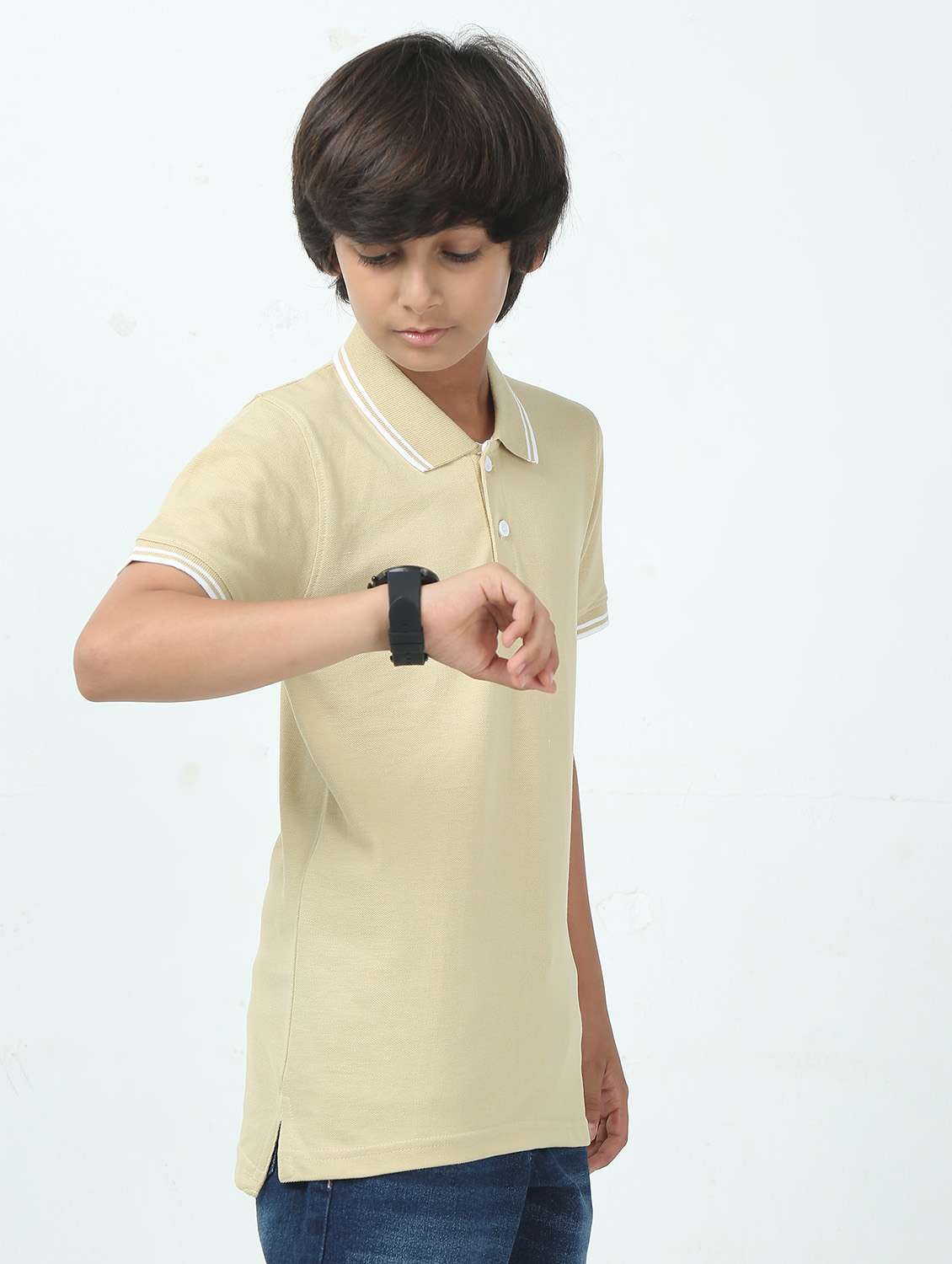 boys solid short sleeve polo t-shirt