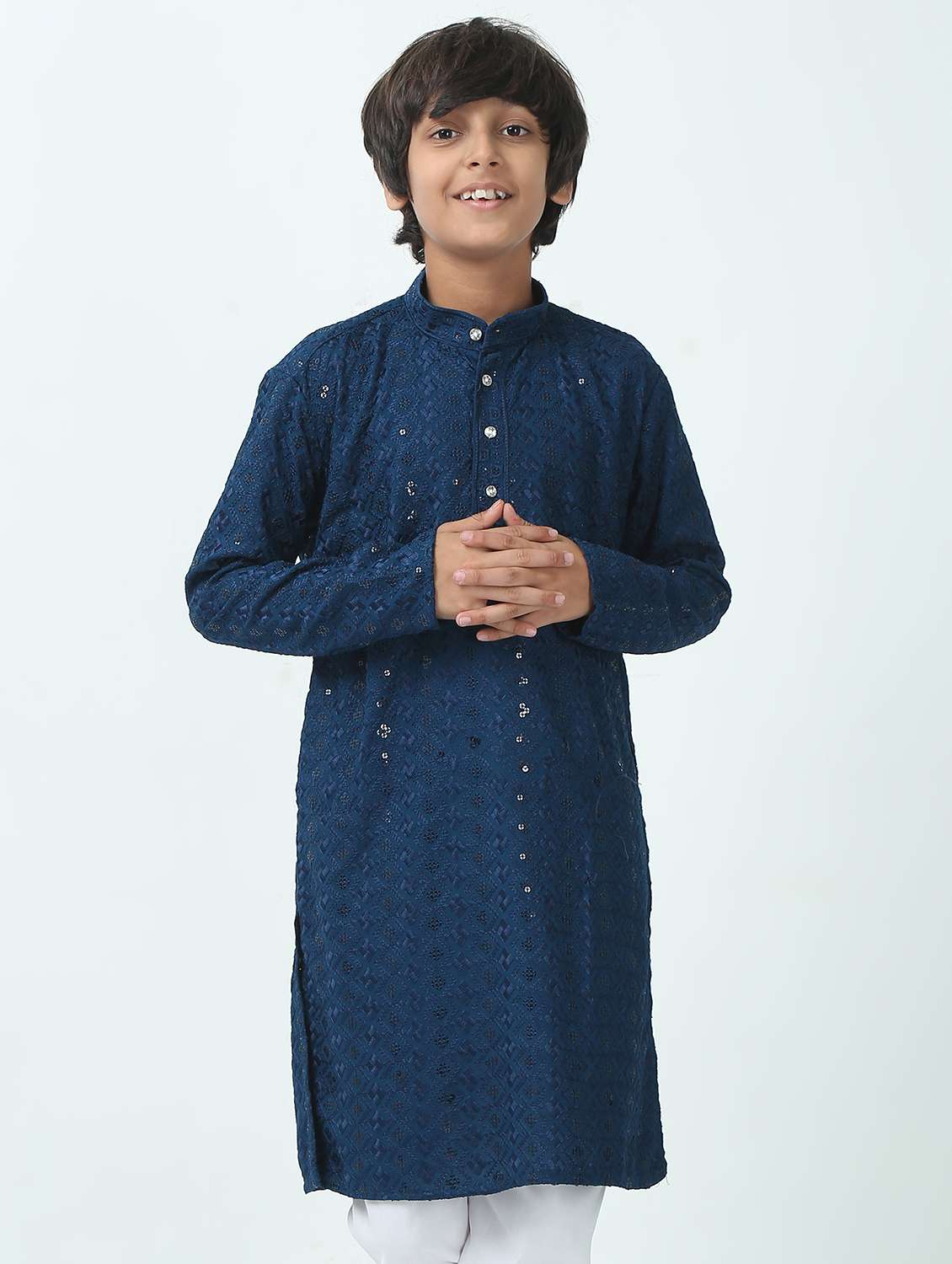 boys embroidered mandarin neck kurta - 21924880 - Zoom Image - 0