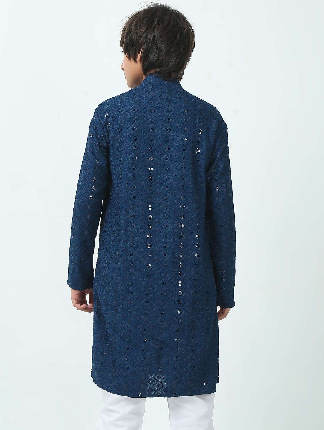 boys embroidered mandarin neck kurta - 21924880 - Standard Image - 3