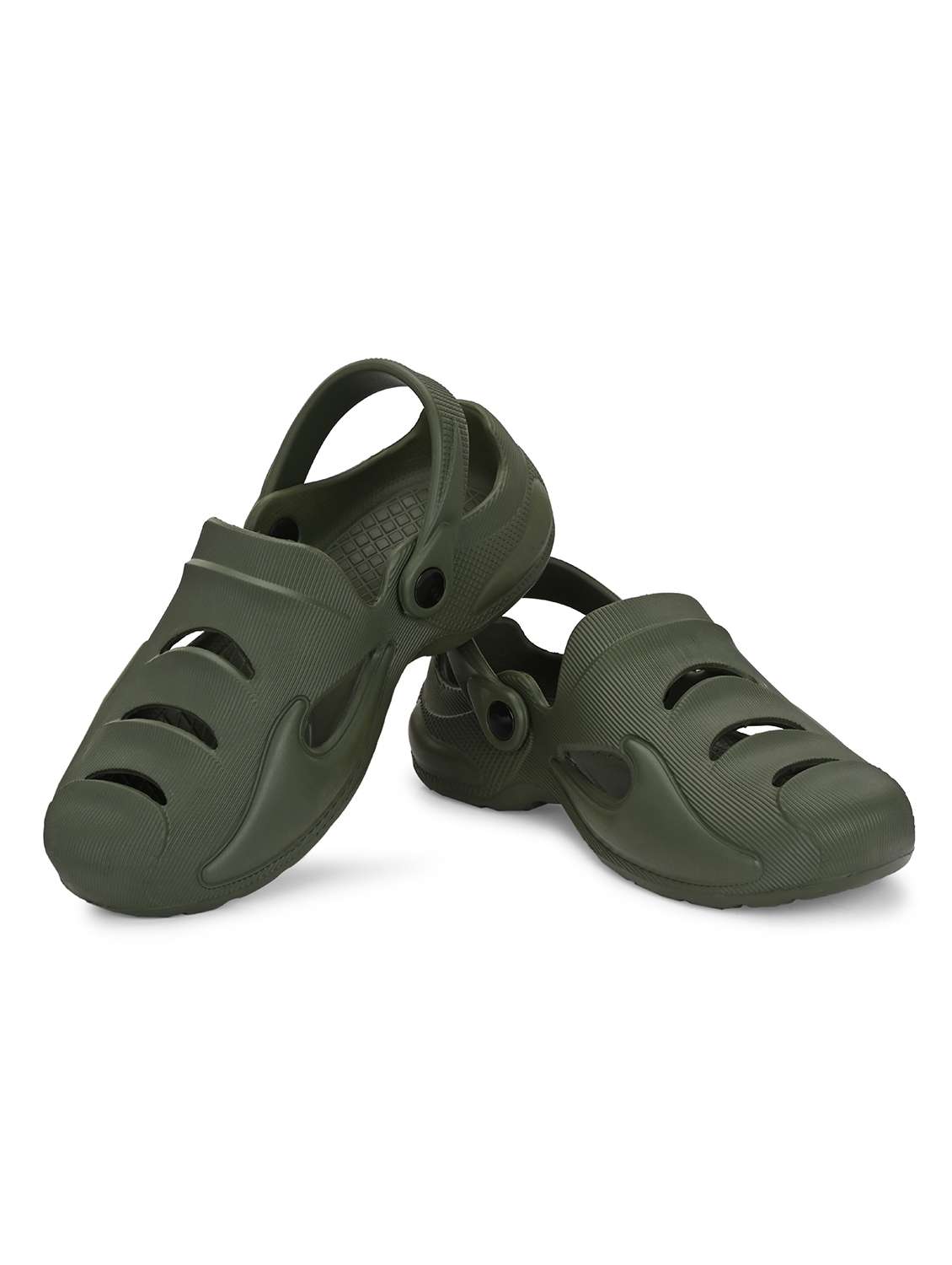 men olive solid slip on clog - 21924889 - Standard Image - 3