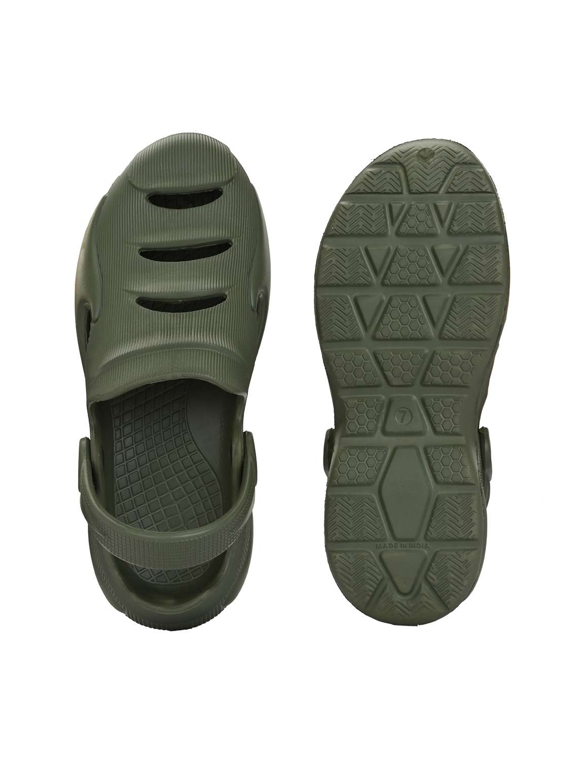men olive solid slip on clog - 21924889 - Standard Image - 5