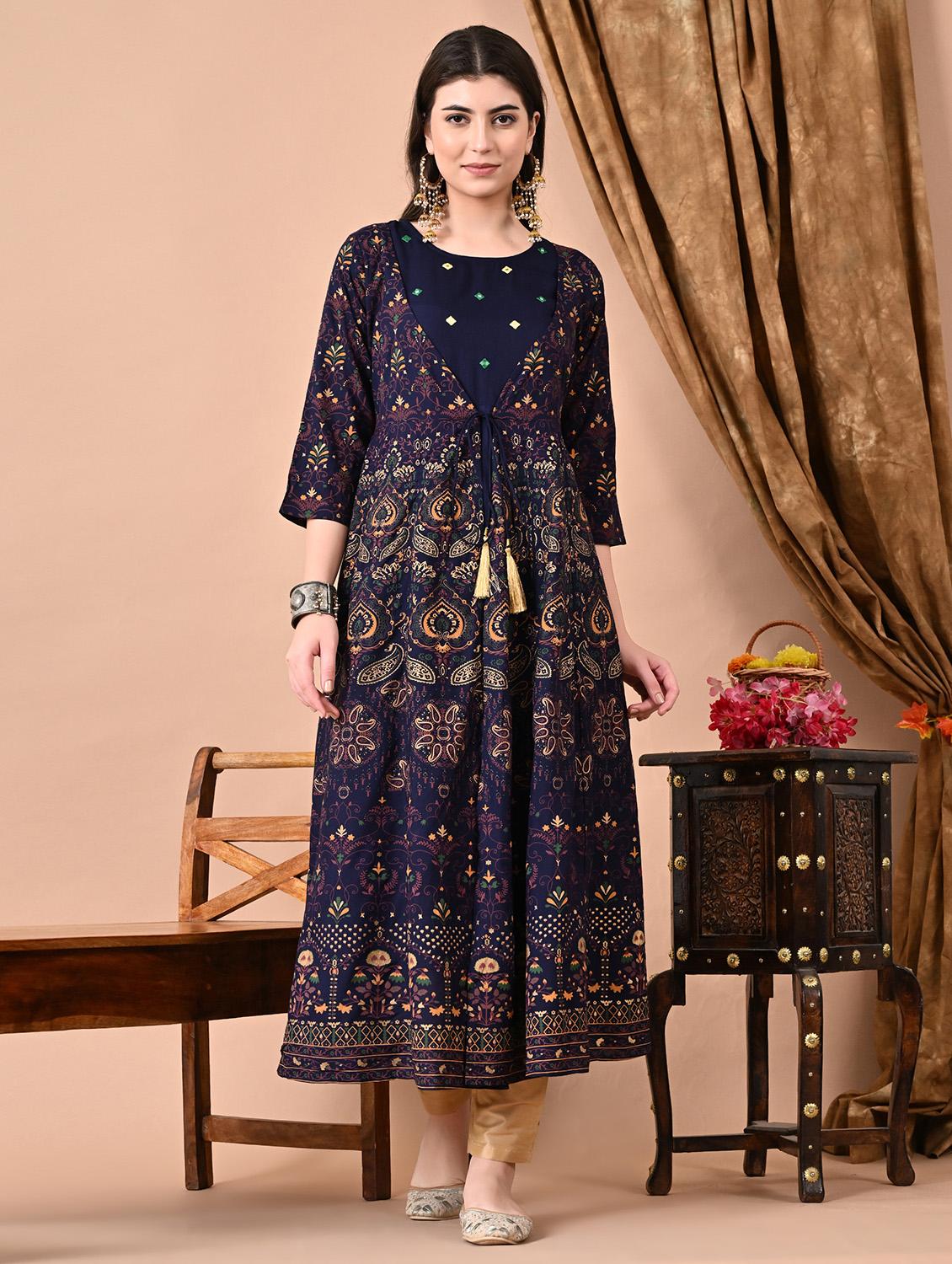 women three quarter sleeve layered kurta - 21924905 -  Zoom Image - 0