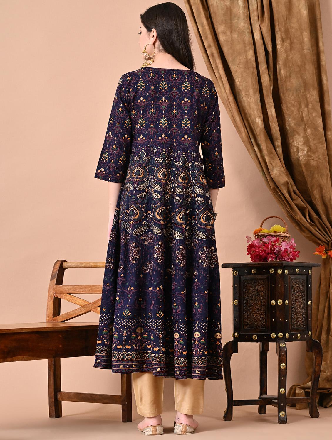women three quarter sleeve layered kurta - 21924905 - Standard Image - 3