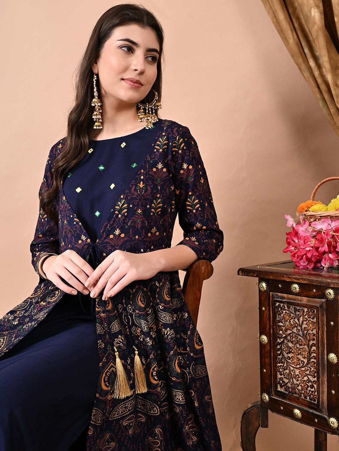 women three quarter sleeve layered kurta - 21924905 - Standard Image - 5