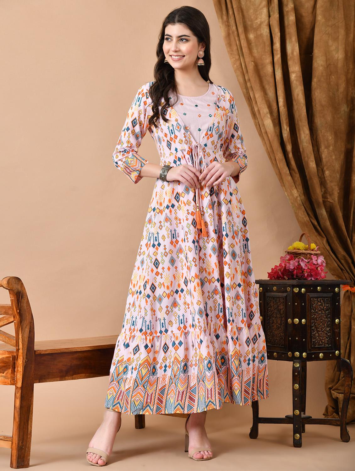 women three quarter sleeve ethnic dress - 21924908 -  Zoom Image - 0