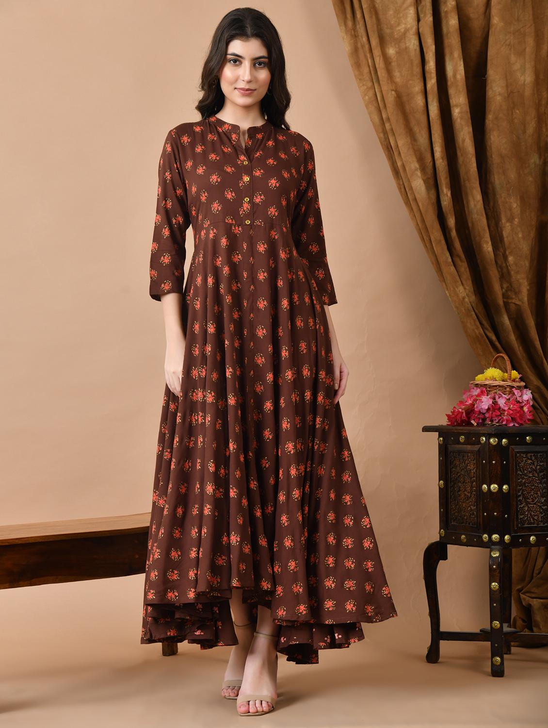 women floral three quarter sleeve ethnic dress - 21924916 - Zoom Image - 0