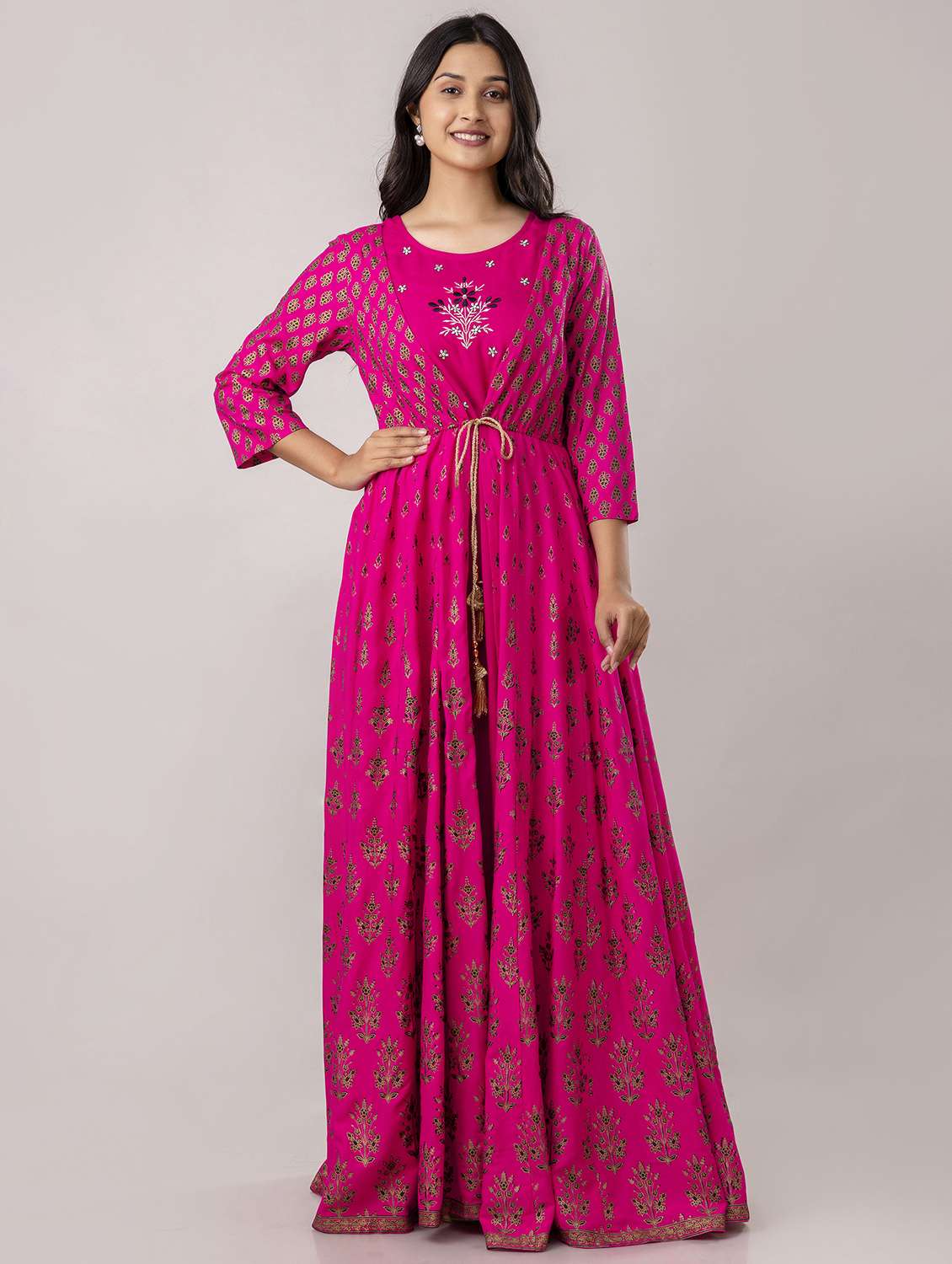 women three quarter sleeve ethnic dress