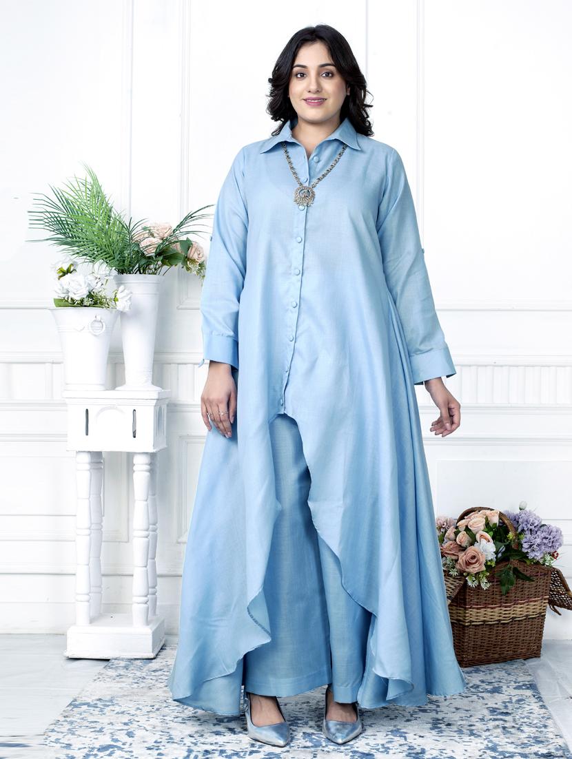 women solid long sleeve kurta palazzo set - 21924962 - Zoom Image - 0