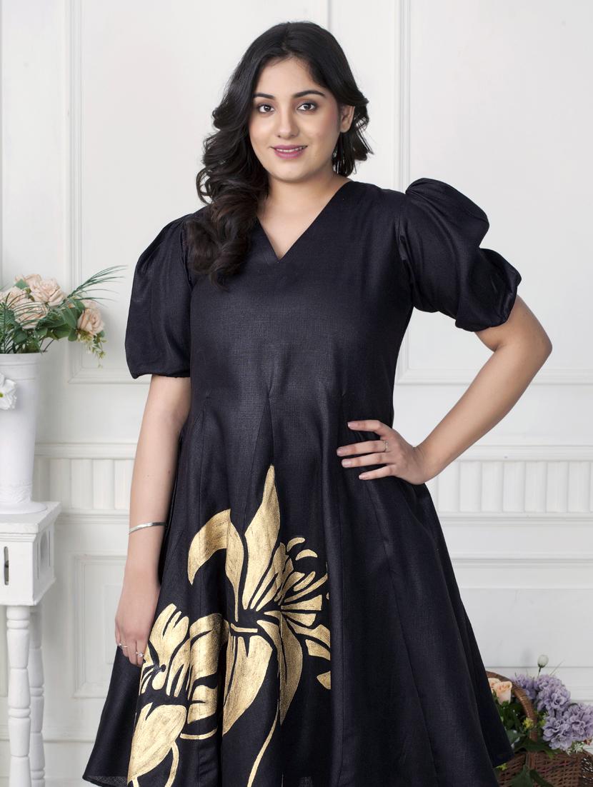 women black floral printed puff sleeve dress - 21924991 - Standard Image - 3