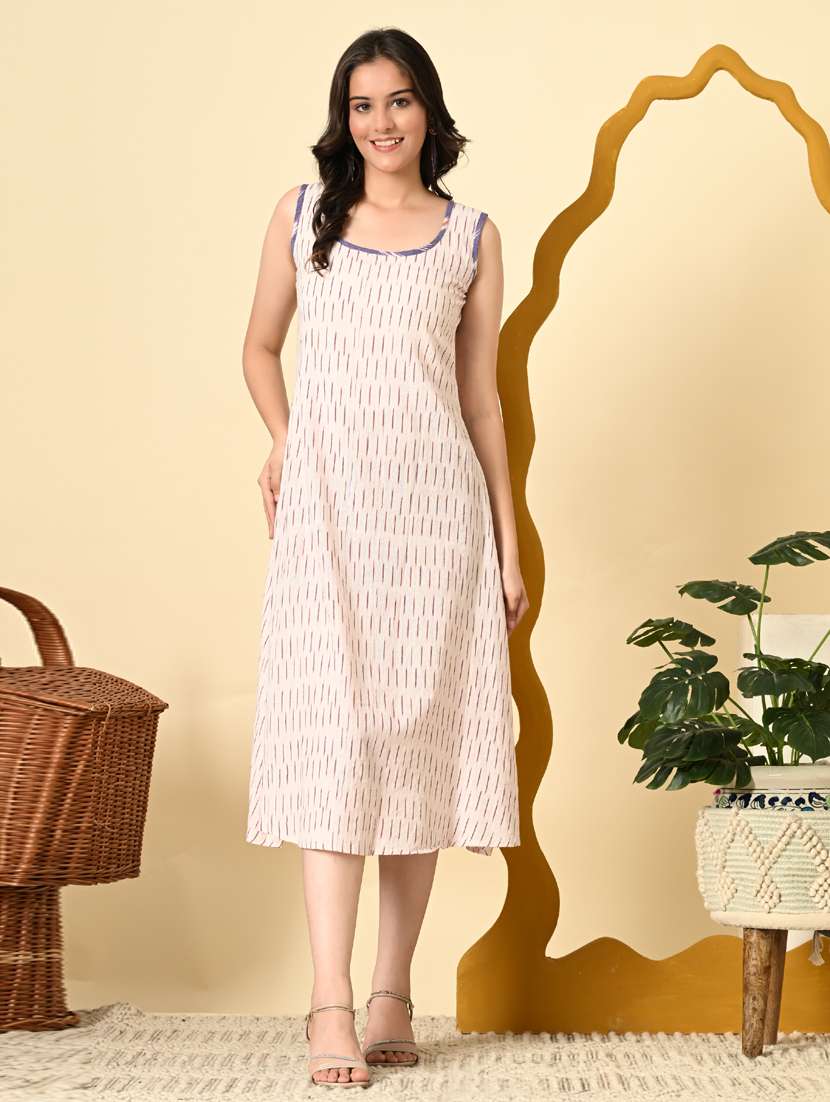 women ikat print three quarter sleeve ethnic dress - 21925002 - Standard Image - 5