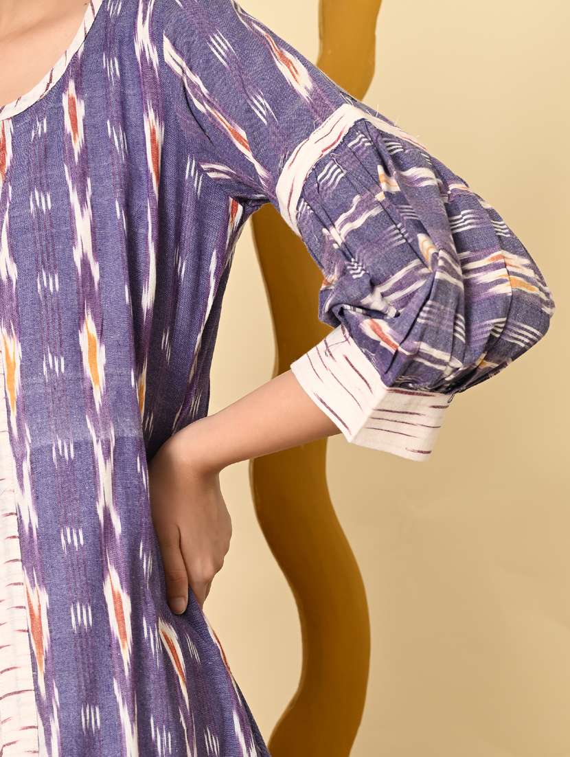 women ikat print three quarter sleeve ethnic dress - 21925002 - Standard Image - 8