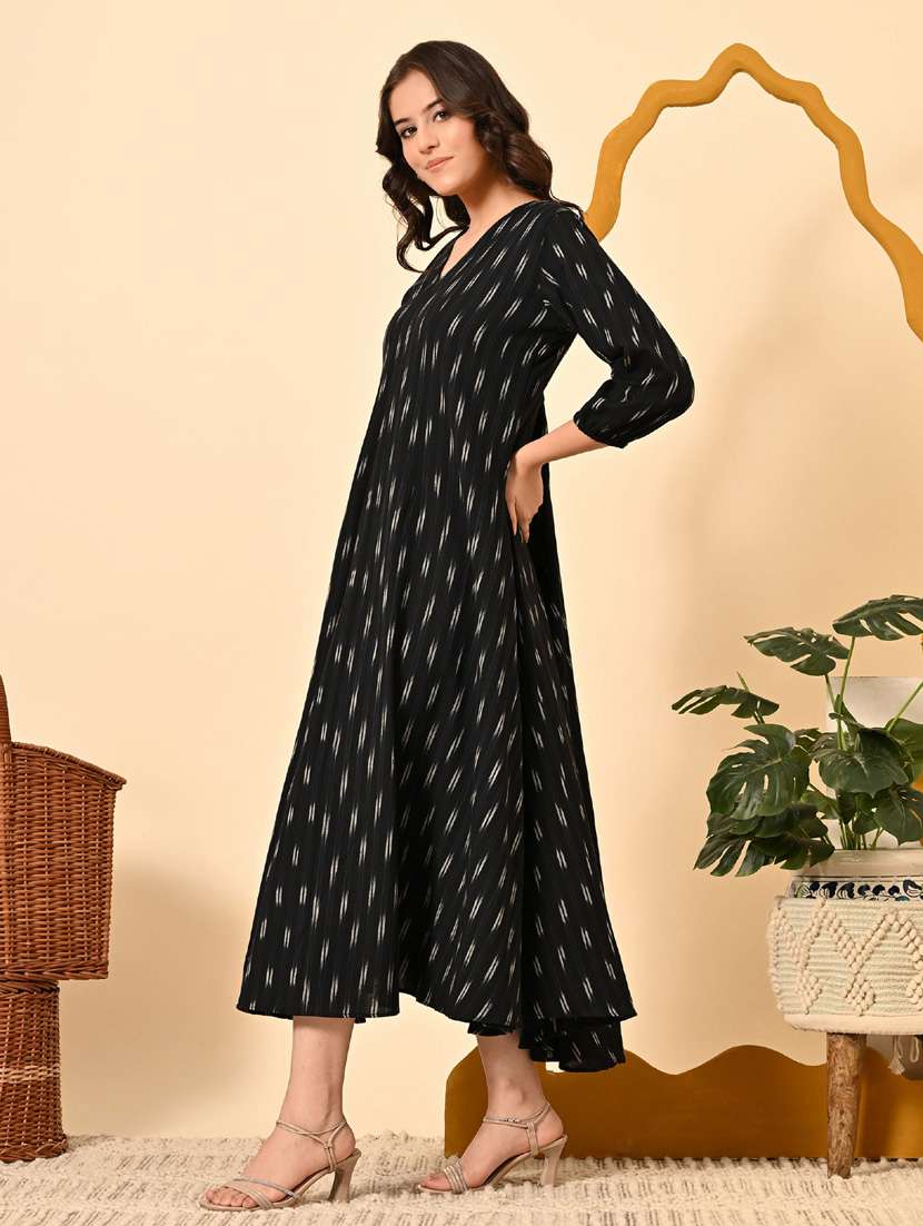 women ikat print three quarter sleeve ethnic dress - 21925005 -  Standard Image - 3