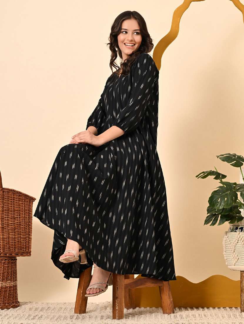 women ikat print three quarter sleeve ethnic dress - 21925005 -  Standard Image - 5