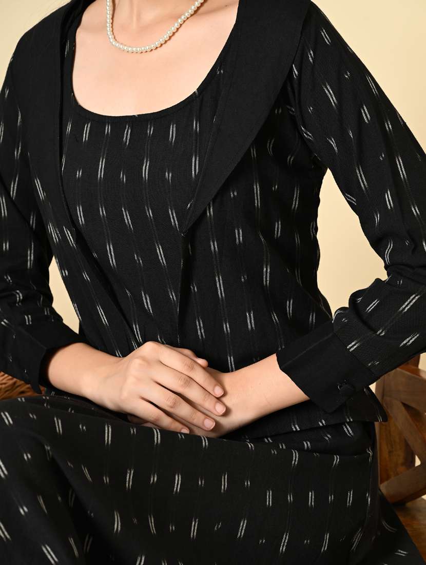 women black ikat print long sleeve ethnic dress - 21925010 -  Standard Image - 5