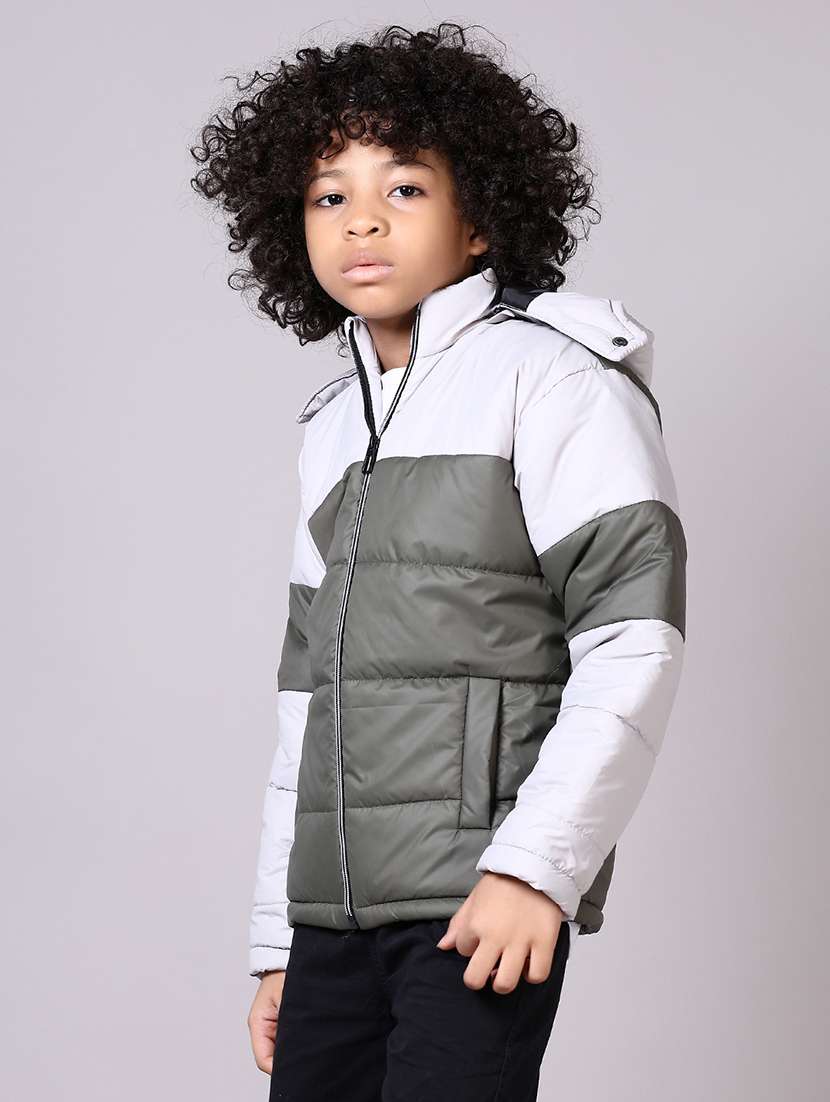boys color blocked long sleeve hooded quilted jacket  - 21925098 -  Standard Image - 3