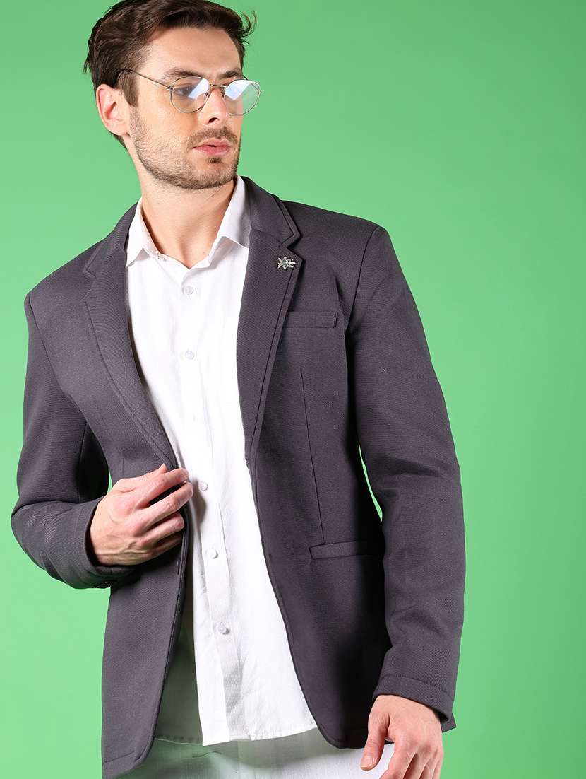 men lapel collar single breasted casual blazer - 21925139 -  Zoom Image - 0
