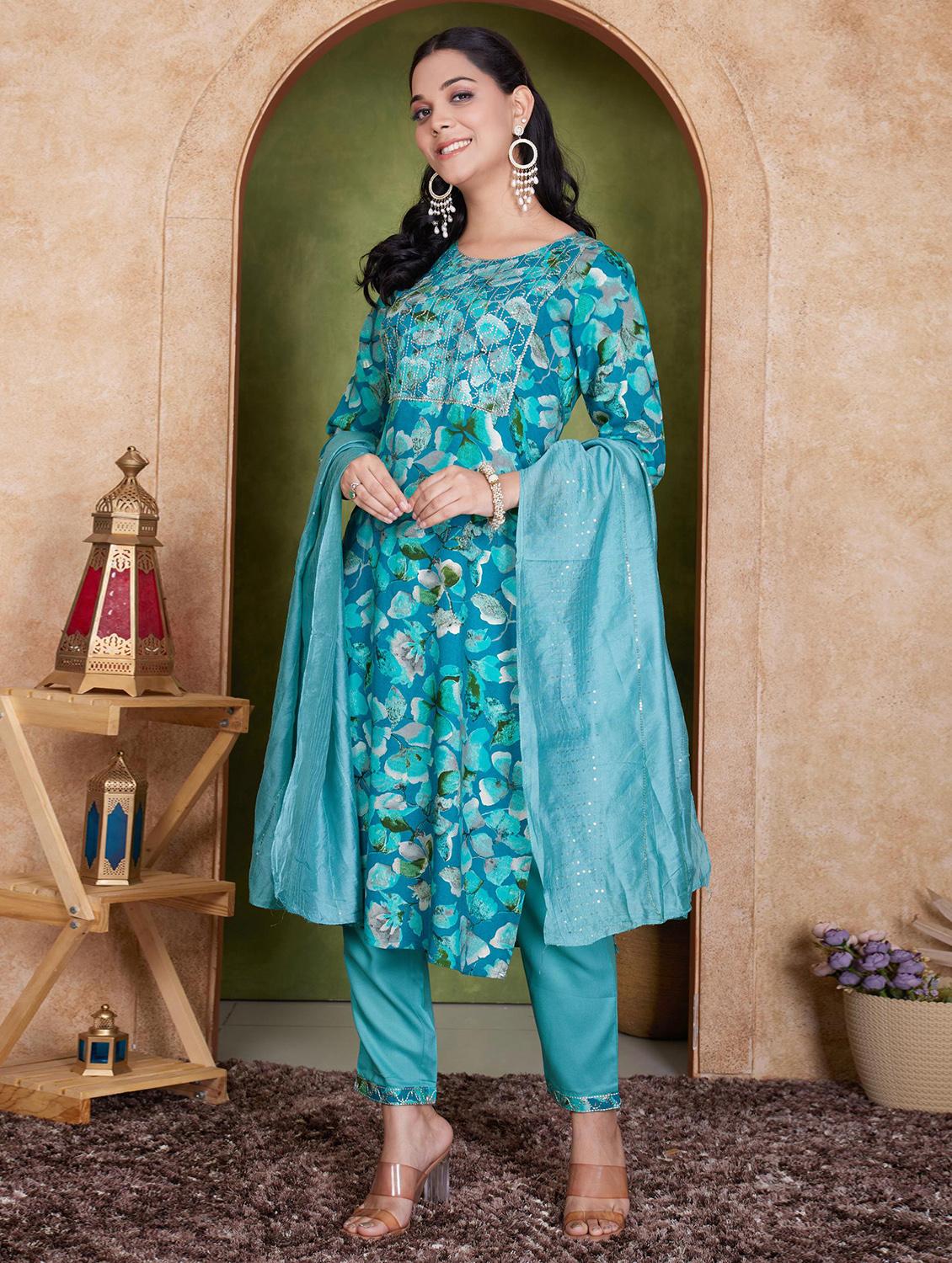 women three quarter sleeve kurta pant with dupatta set - 21925215 -  Zoom Image - 0