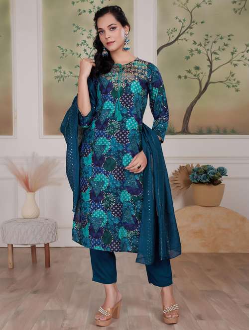 women three quarter sleeve kurta pant with dupatta set - 21925223 -  Standard Image - 0