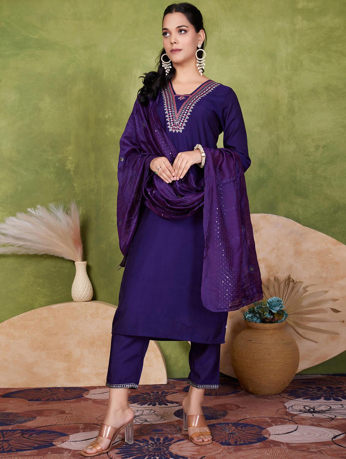 women three quarter sleeve kurta pant with dupatta set - 21925251 -  Zoom Image - 0