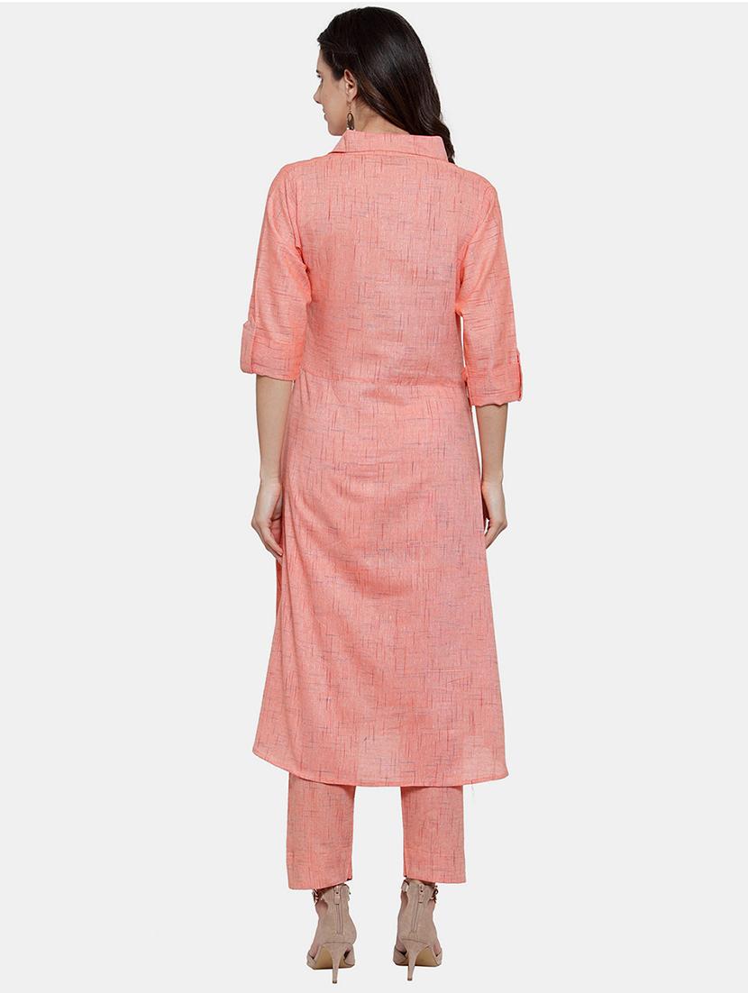 women solid three quarter sleeve kurta pant set - 21925277 - Standard Image - 3