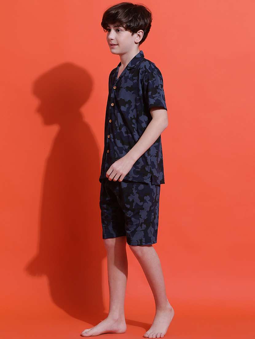 boys camouflage printed shirt and shorts nightwear set - 21925502 -  Standard Image - 3