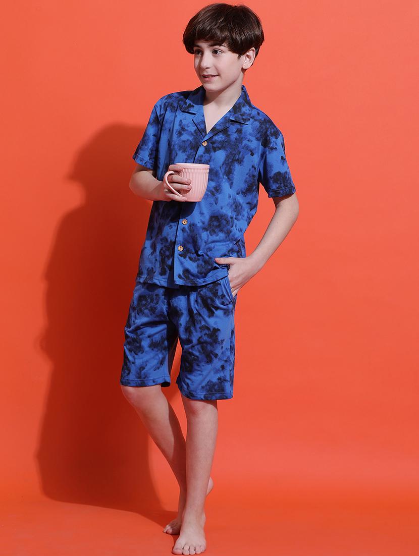 boys camouflage print nightwear shorts set