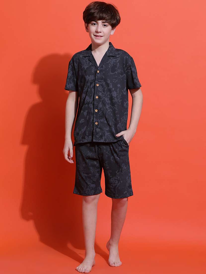 boys camouflage print nightwear shorts set