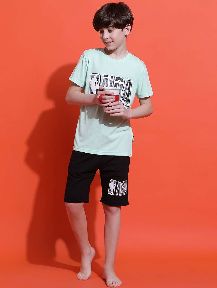 boys printed nightwear shorts set