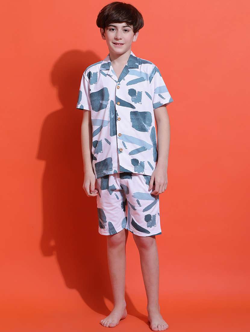 boys printed nightwear shorts set