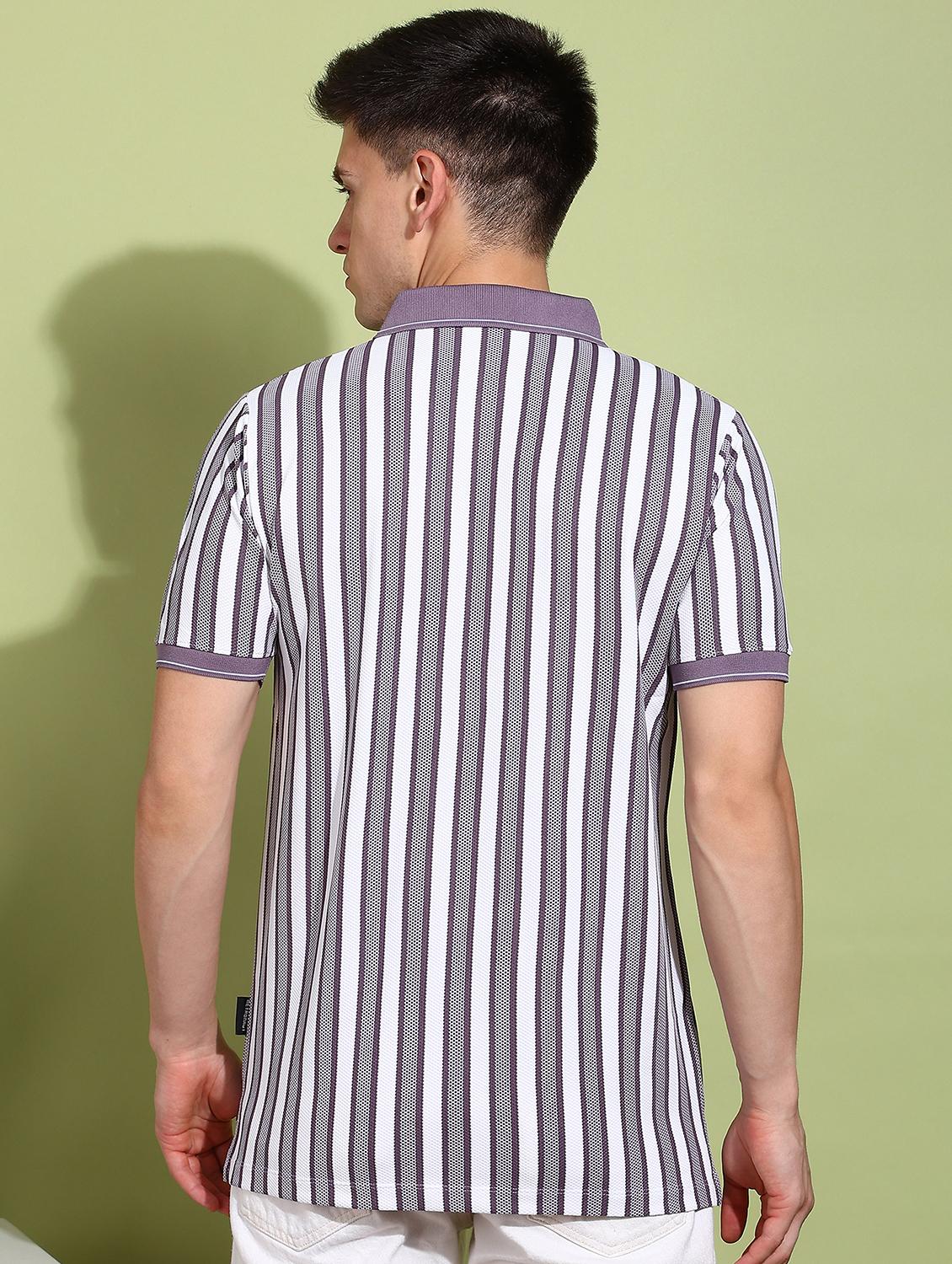men striped short sleeve regular fit polo t-shirt - 21925549 - Standard Image - 3