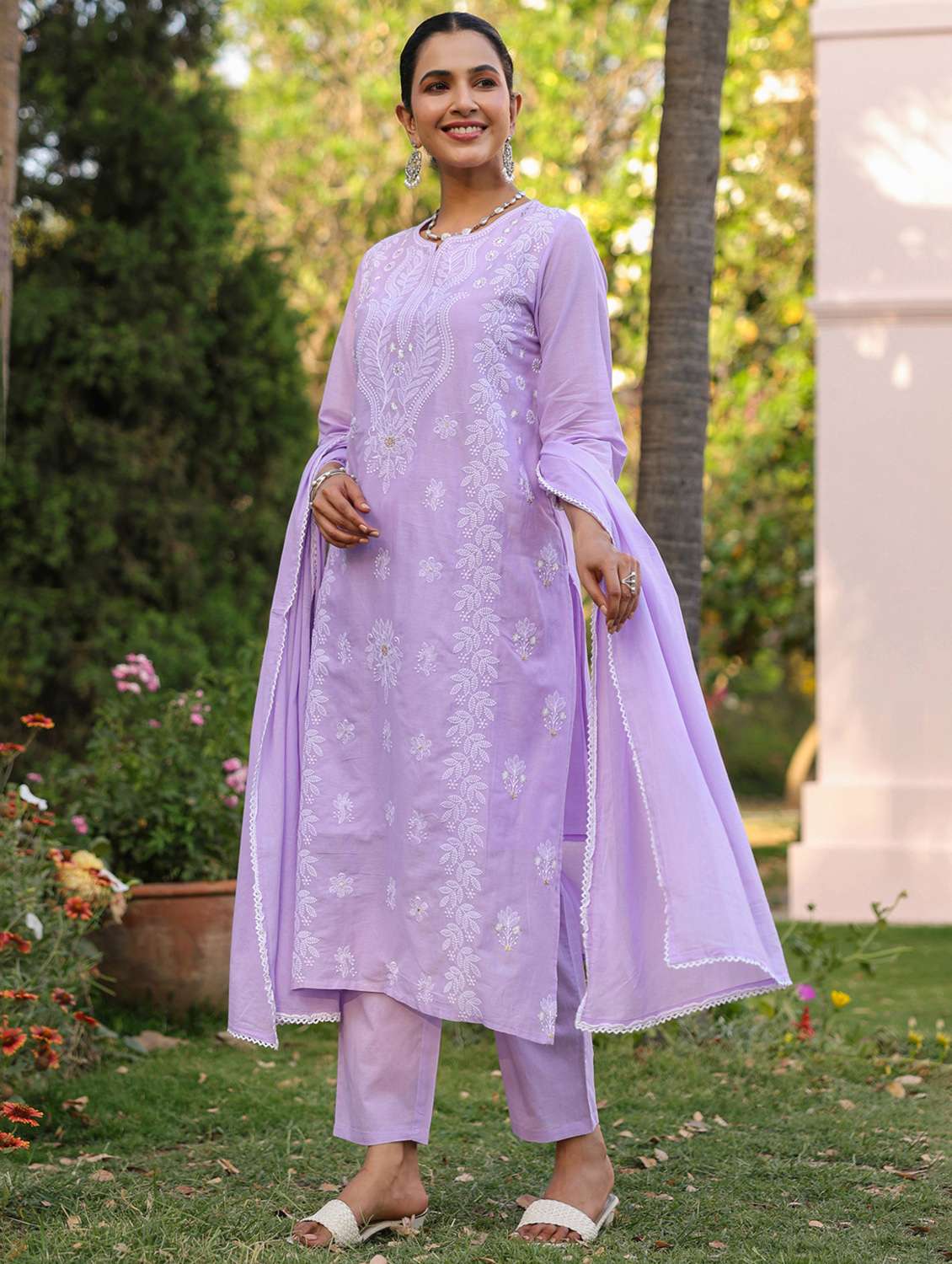 lavender cotton kurta pant  set - 21925648 -  Standard Image - 3