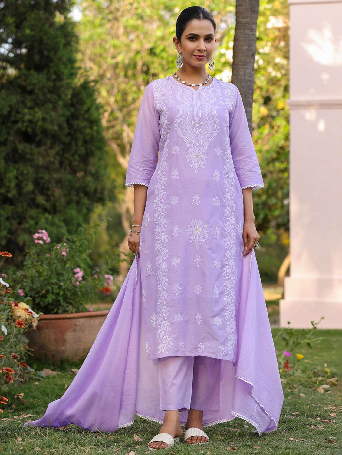 lavender cotton kurta pant  set - 21925648 -  Standard Image - 5