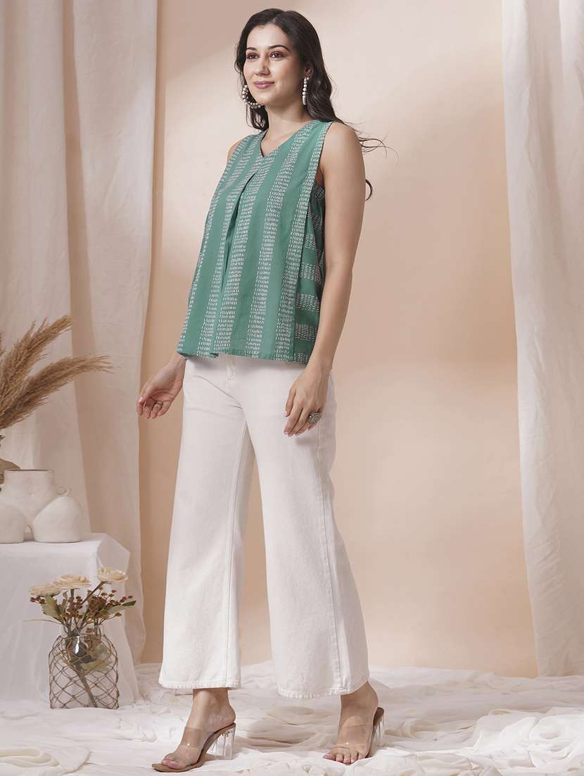 women printed sleveeless a-line kurti - 21925696 -  Standard Image - 3