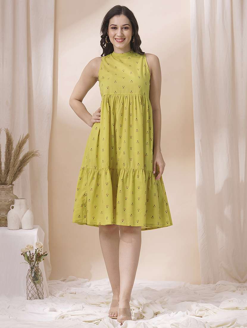 women printed sleveeless tiered dress - 21925703 - Zoom Image - 0
