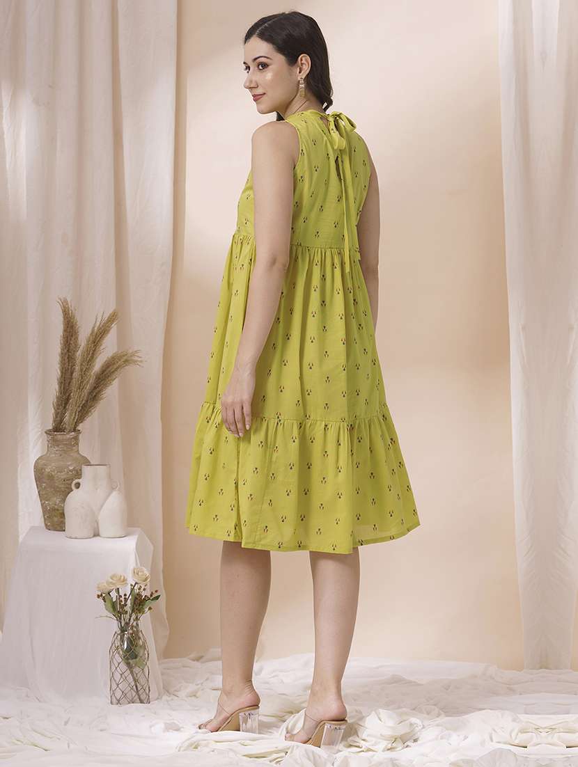 women printed sleveeless tiered dress - 21925703 - Standard Image - 3