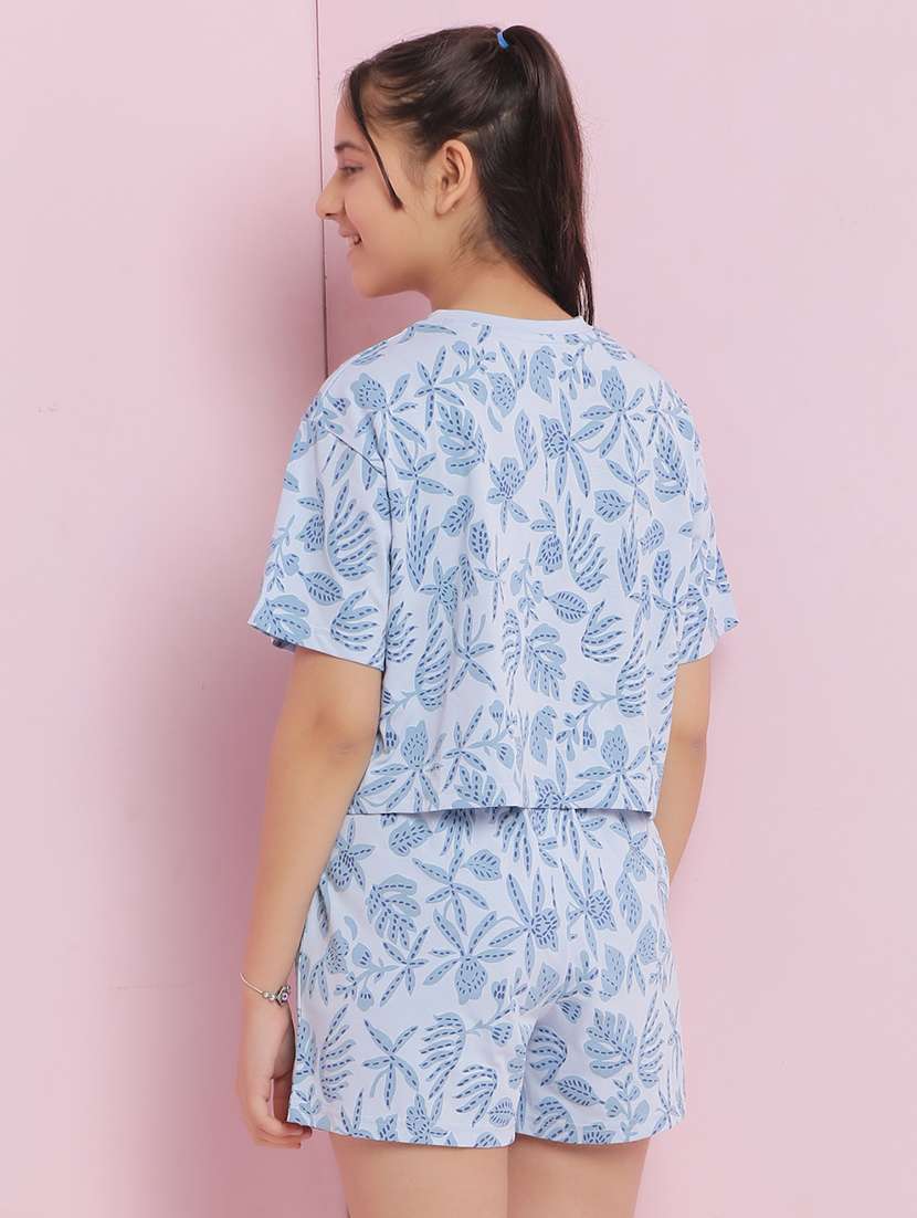 girls light blue printed shorts set nightwear - 21925733 -  Standard Image - 3