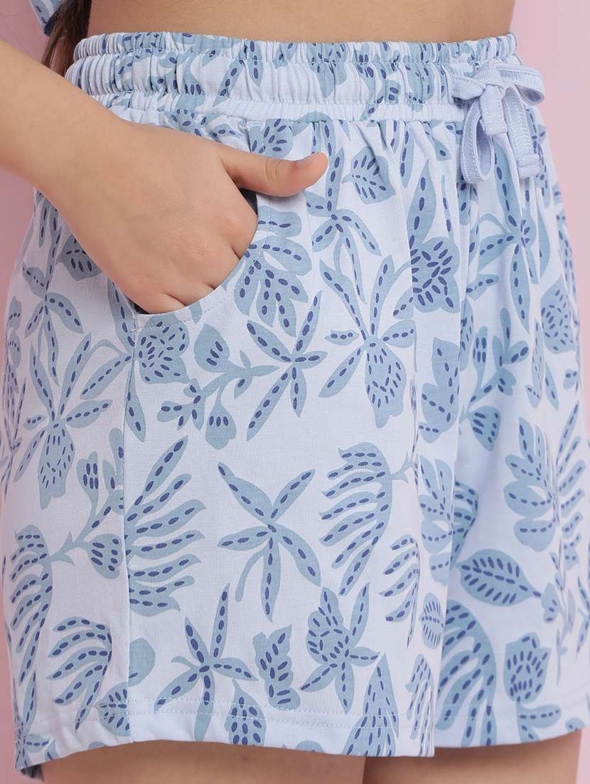 girls light blue printed shorts set nightwear - 21925733 -  Standard Image - 5