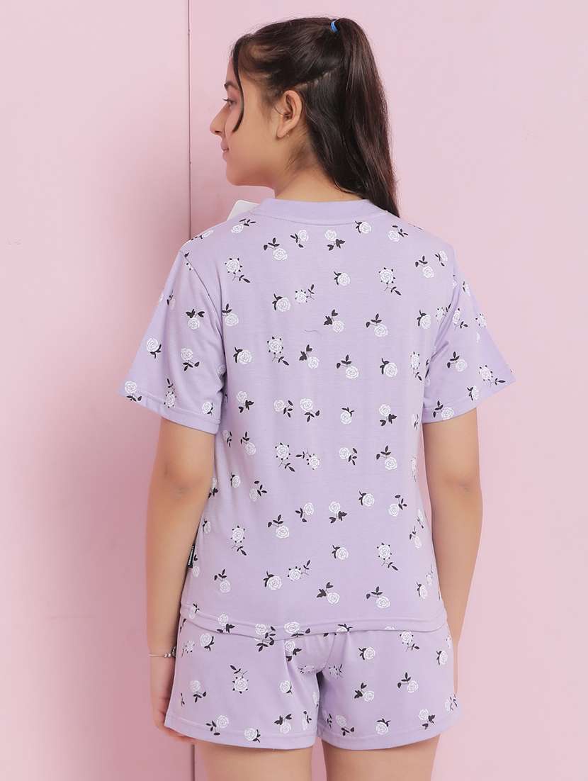 girls floral printed nightwear shorts set - 21925741 -  Standard Image - 3
