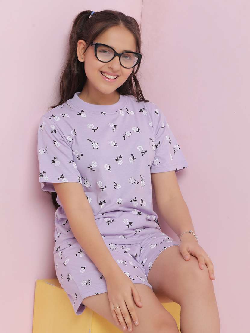 girls floral printed nightwear shorts set - 21925741 -  Standard Image - 5