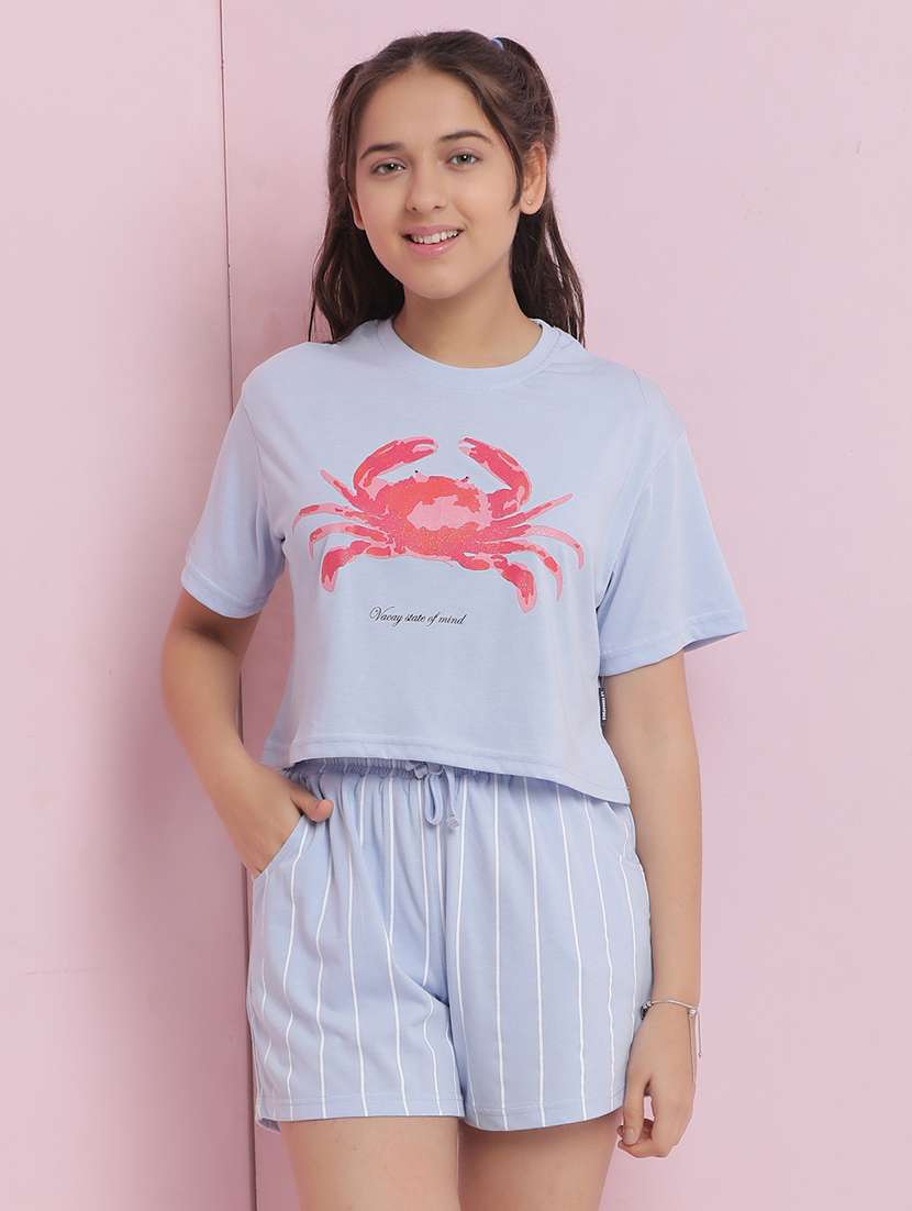 girls printed nightwear shorts set
