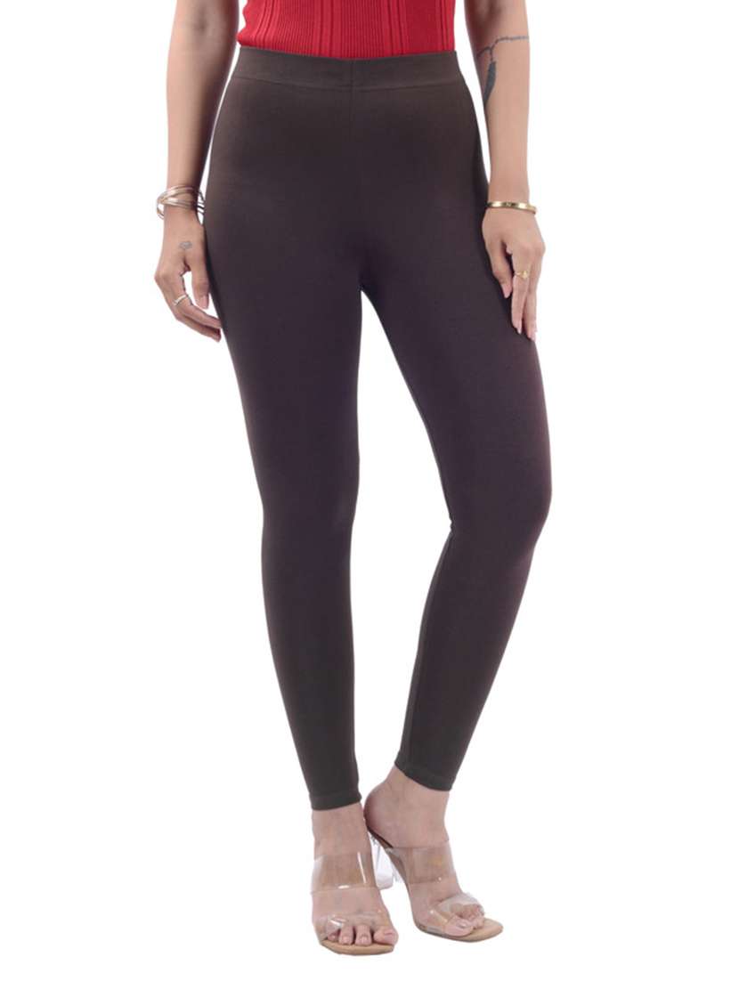 women solid mid rise ankle length legging