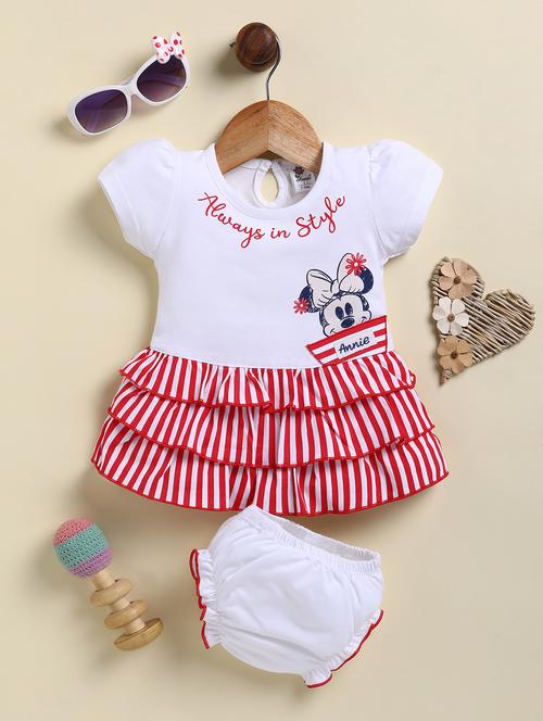 girls printed round neck frock with bloomer - 21925805 - Standard Image - 0