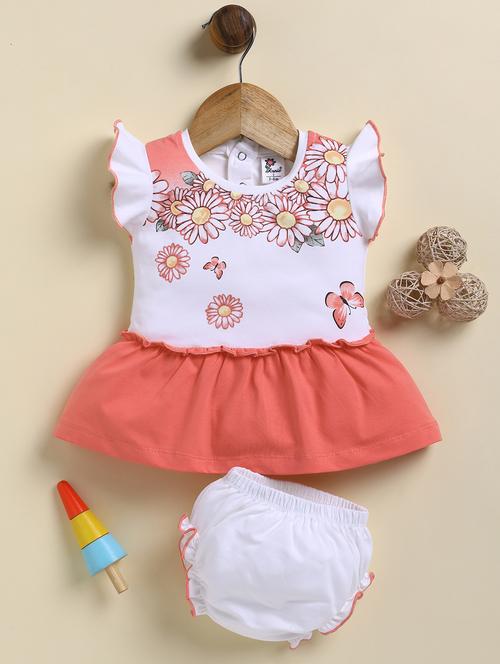 girls printed round neck frock with bloomer - 21925807 - Standard Image - 0