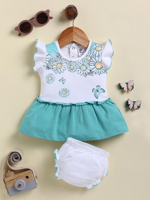 girls printed round neck frock with bloomer - 21925808 - Standard Image - 0