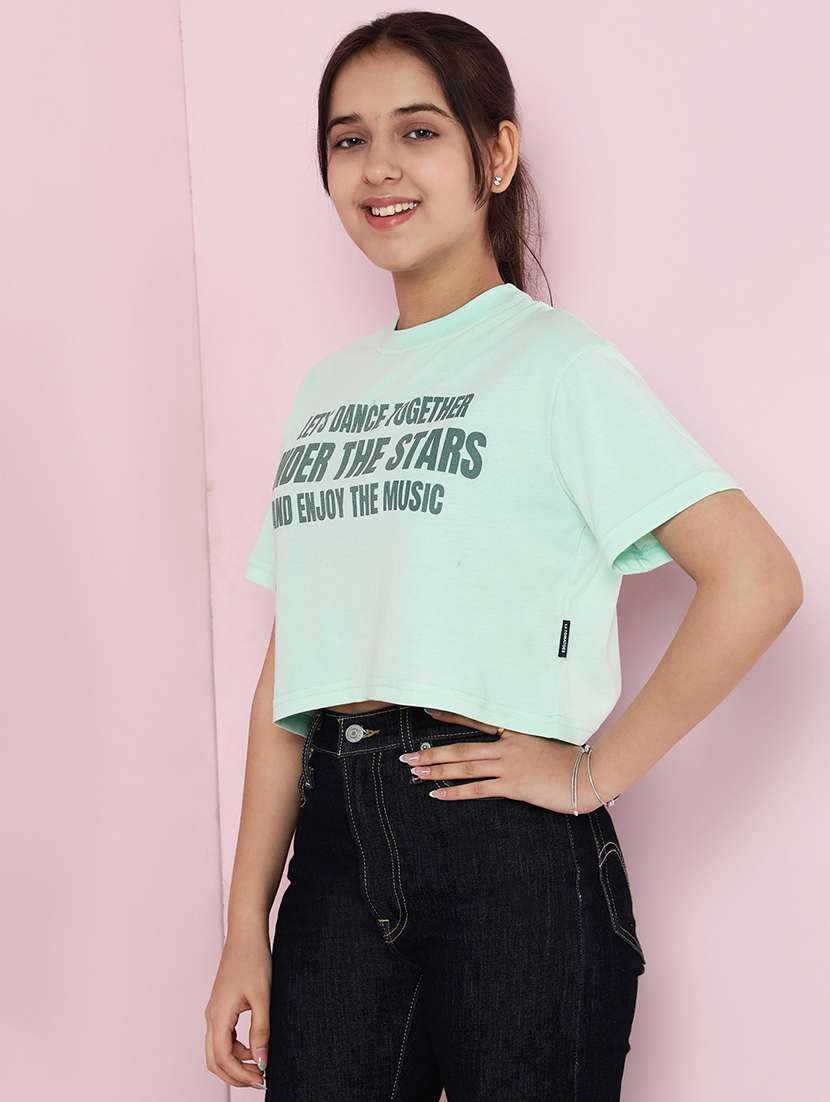 girls printed short sleeve crop tee - 21925817 - Standard Image - 3
