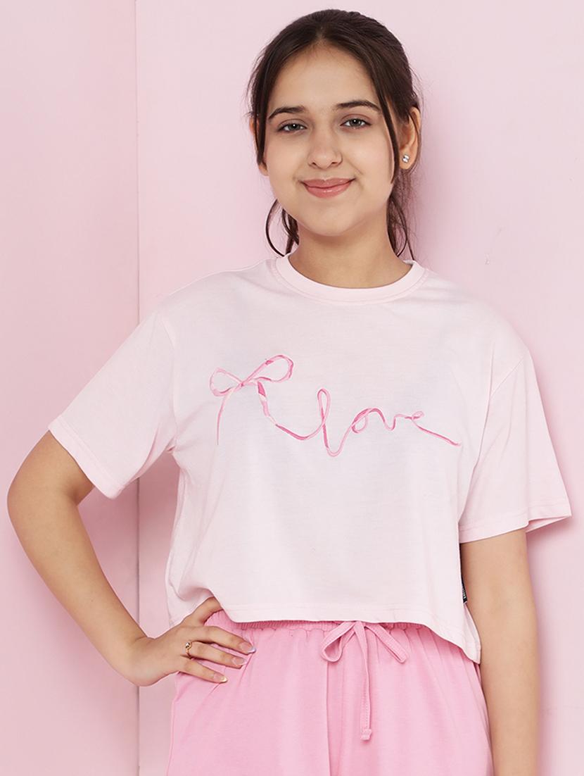 girls printed short sleeve crop tee - 21925818 - Zoom Image - 0