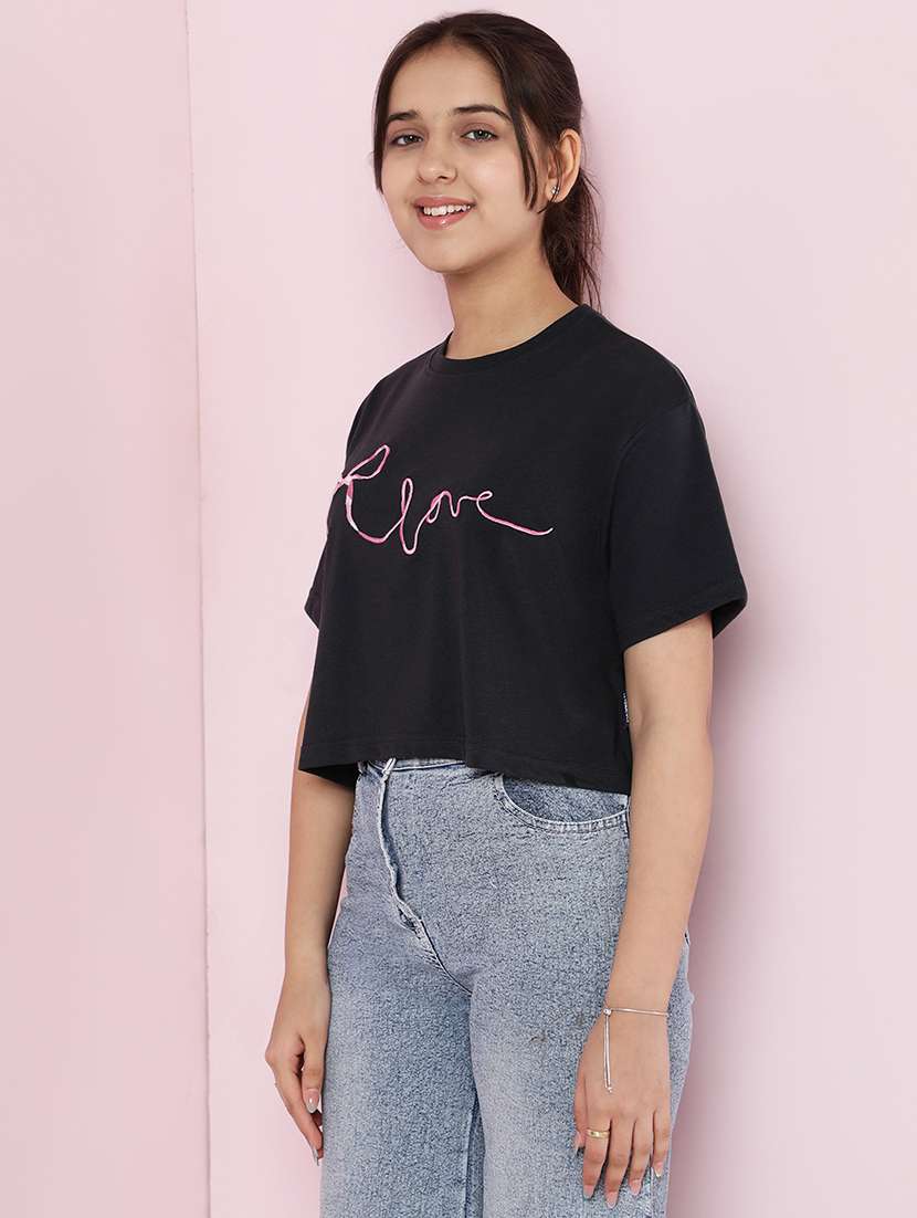 girls printed short sleeve crop tee - 21925819 -  Standard Image - 3
