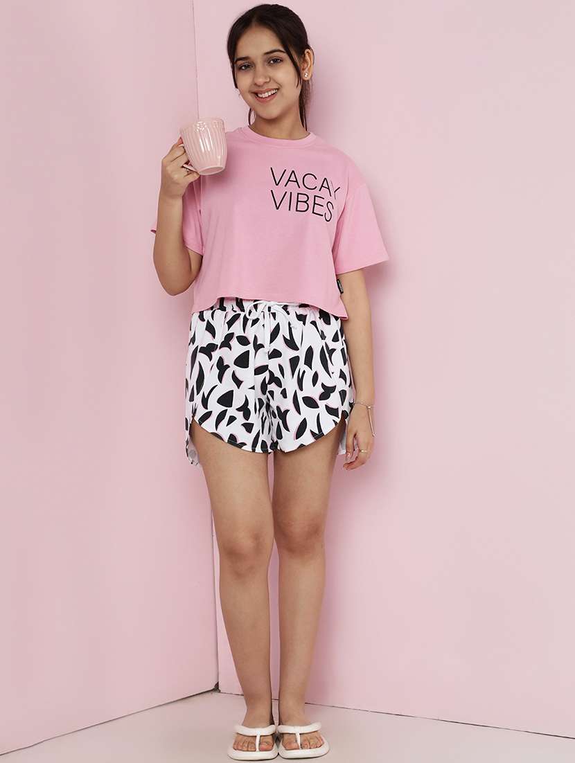 girls printed nightwear shorts set - 21925828 -  Standard Image - 5