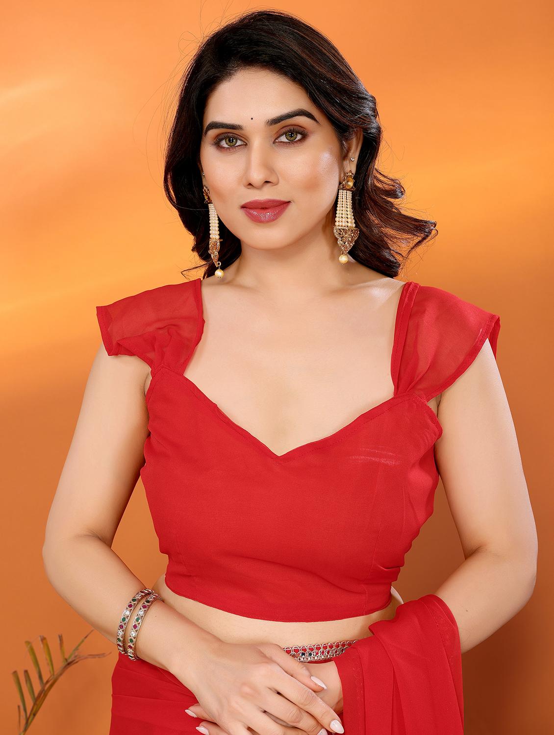 women red embellished saree with blouse - 21925869 - Standard Image - 5