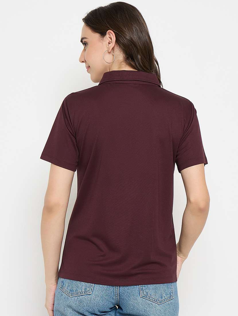 coffee brown cotton blend plain tshirt - 21925878 - Standard Image - 3